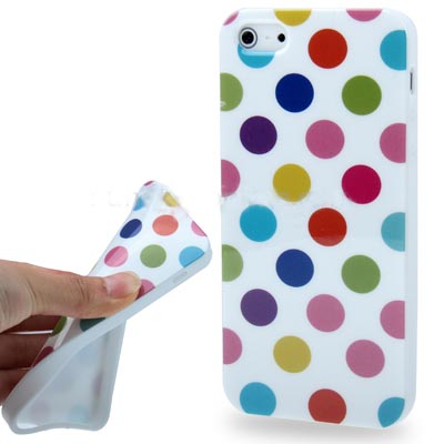 Newest dot Pattern Smooth TPU Case for iPhone 5 (White) 