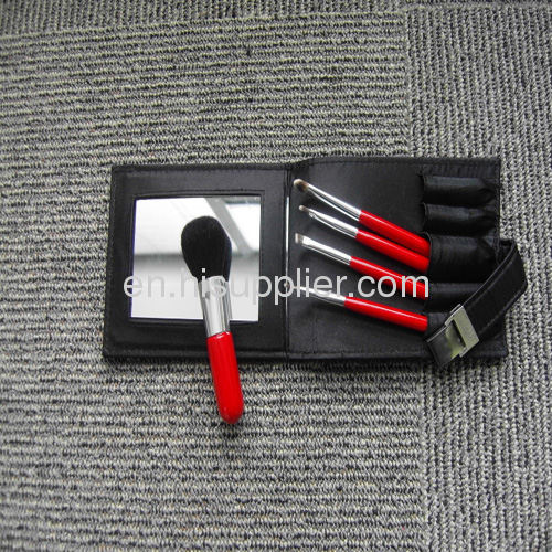 Red handle 5PCS Makeup brush set with Mirror