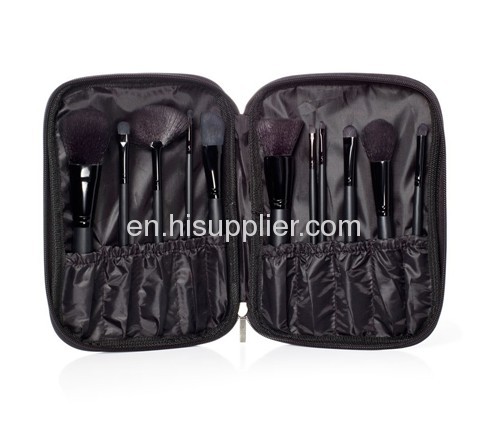 11PCS Black wooden handle make-up brush set