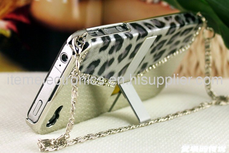 Handbag Design Luxury Case for iPhone 4 4S Leopard Handbag Lady Case With Different Colors + Retail Package