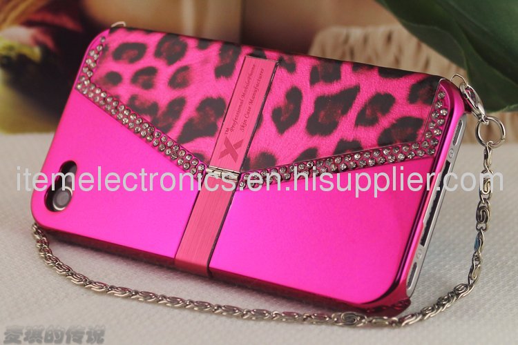 Handbag Design Luxury Case for iPhone 4 4S Leopard Handbag Lady Case With Different Colors + Retail Package