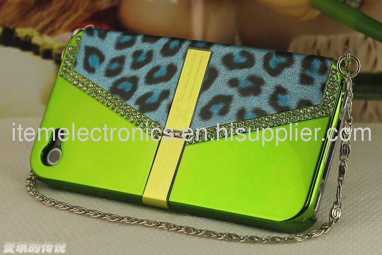 Handbag Design Luxury Case for iPhone 4 4S Leopard Handbag Lady Case With Different Colors + Retail Package