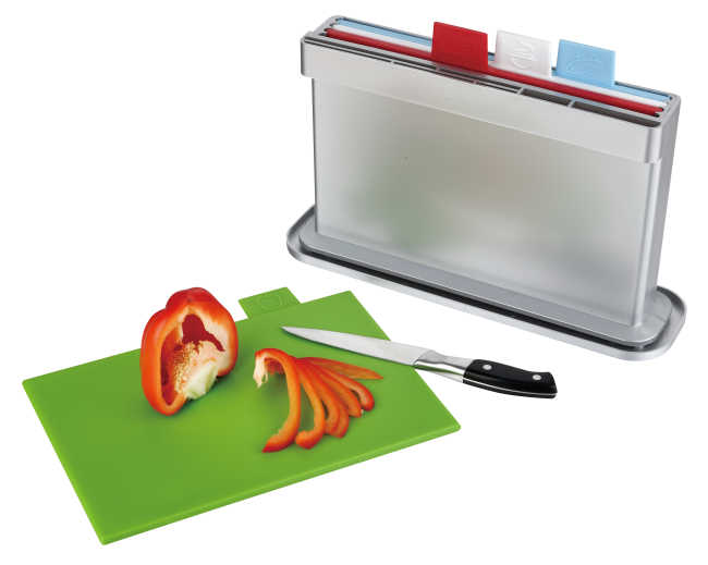 4pcs index chopping board with water pan, one sides knife shelves