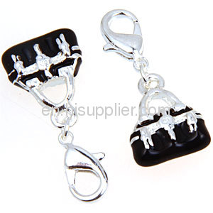 Fashionable Dangle Black White Enamel Thomas Sabo Purse Charms