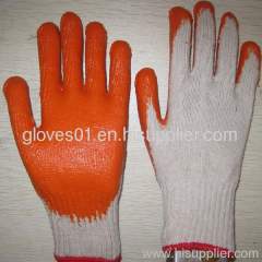 orange latex coated working gloves LG1506-1