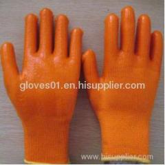 Good quality yellow PVC coated working gloves PG1513-1