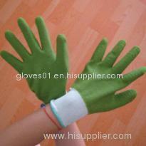 green latex coated working gloves LG1507-17