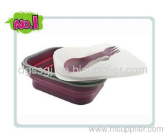 silicone square lunch box with lip