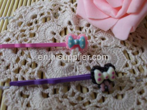 2012 fashion Fancy Handmade YZJ006 bowknot Shape Iron and Resin Hair Clip/ Hair Grip/ Hairpin 