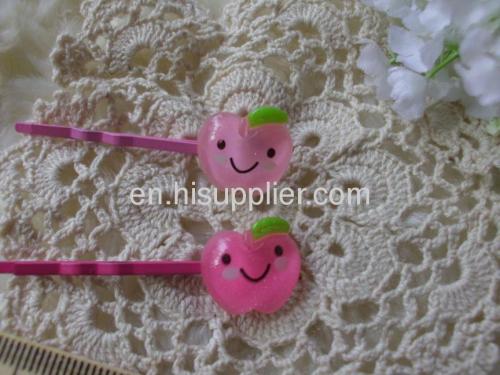 2012 fashion Cute Handmade YZJ009 Fruit Shape Iron and Resin Hair Clip/ Hair Grip/ Hairpin 