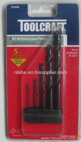 5Pcs HSS drill bit set in rubber rack Slide card packing