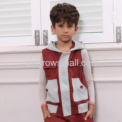 timeless kids'clothing sleeveless grey red coat