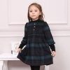 green checked middle sleeve girls' autumn dress