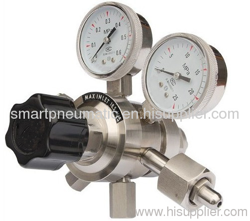 Single stage and two stage precision pressure regulator.