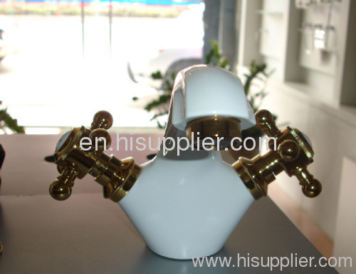Modern Bathroom Vessel Sink Faucet GOLD AND WHITE FINISH FAUCET