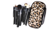 12PCS Cosmetic Brush Set with Leopard Pouch