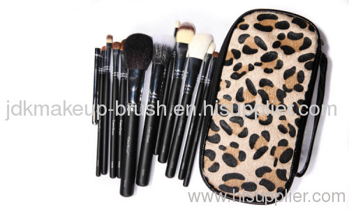 12PCS Cosmetic Brush Set with Leopard Pouch