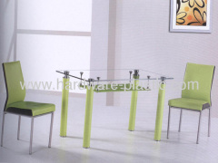 grass steel square dining table with chair set