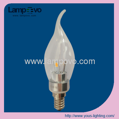 E14 4W Crystal LED CANDLE FLAME BULB LIGHT 6Leds F37