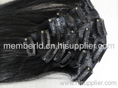 100% human hair extension clip in/on hair extensions