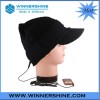 Wide brim knitted hat with headphone