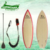 6'5&quot; red rail bamboo surf short board