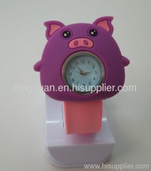 Pork cartoon silicone watch