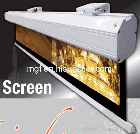 Eletrict projection screen with aluminum casing and IR/RF remote control