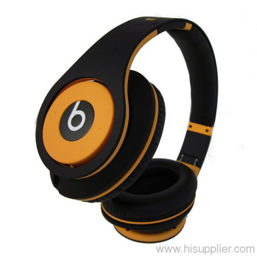 studio black and yellow color headphone, iphone headset