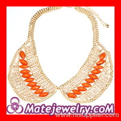New Design Crystal Resin Gold Plated Metal collar Necklace Wholesale