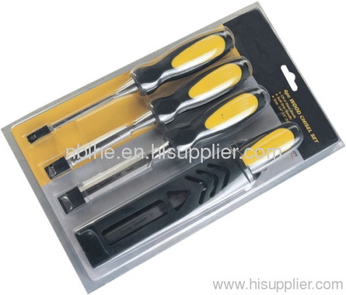 4pcs High-Level Wooden Chisel Set with easy plastic rack