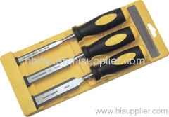 3pcs CRV Wooden Chisel Set with plastic rack