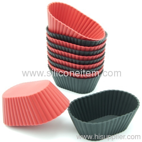 12-Pack Mini Oval Silicone Reusable Baking Ware