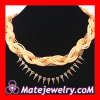 Fashion Gold Chunky Braided Chain Leather Necklace Wholesale