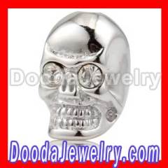 8*14mm Shamballa Sterling Silver Skull Beads with Clear Crystals Wholesale