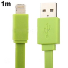Noodle Style USB Data Sync Charger Cable for iPhone 5, Length: 1m (Green)