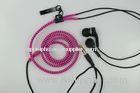 Pink Clear In-ear Zipper Earphones With Microphone And Volume Control 3.5mm Plug