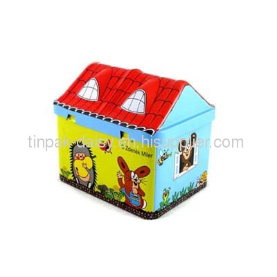 children's money coin bank box, piggy bank, house shape coin bank, money saving tin box, tin box with lock