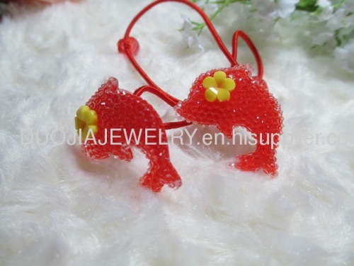 2012 fashion Fancy Handmade DBTS1101 Lovely Dolphin Shape Hair Rubber Bands with Resin Design/Hair Elastic Bands