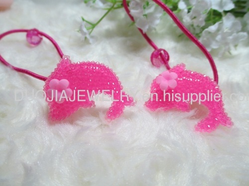 2012 fashion Fancy Handmade DBTS1101 Lovely Dolphin Shape Hair Rubber Bands with Resin Design/Hair Elastic Bands