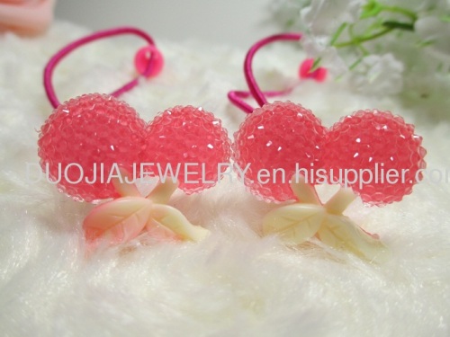 2012 fashion Fancy Handmade DBTS1102 Sweet Cherry Shape Hair Rubber Bands with Resin Design/Hair Elastic Bands