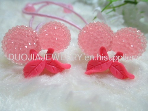 2012 fashion Fancy Handmade DBTS1102 Sweet Cherry Shape Hair Rubber Bands with Resin Design/Hair Elastic Bands