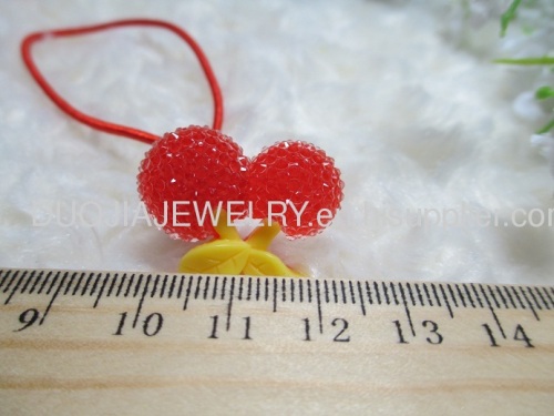 2012 fashion Fancy Handmade DBTS1102 Sweet Cherry Shape Hair Rubber Bands with Resin Design/Hair Elastic Bands