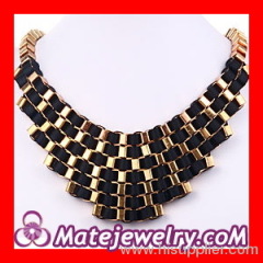 Trendy Multi Layer Statement Black Gold Fallon Veruca Chain Bib Necklace