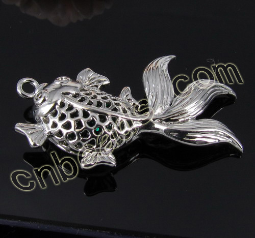 goldfish hollow brass pendant with rhinestone inside wholesale from China beads factory