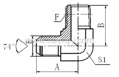1QT9-SP 90° ELBOW METRIC MALE 74° CONE / BSPT MALE HYDRAULIC ADAPTER FITTING ELBOW PIPE FITTING