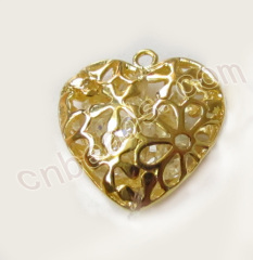 heart brass pendant with flower hollow rhinestone inside wholesale from China beads