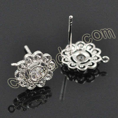 2013 new flower with rhinestone ear studs wholesale from China beads factory