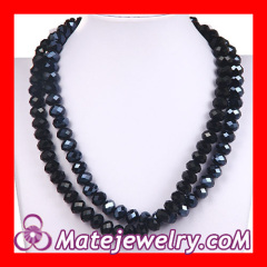 European Fashion Black Unisex Long Glass Bead Kenneth Jay lane Jewelry Necklace Sale