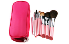 8PCS Pink Makeup Brush Kit with Zipper Pouch